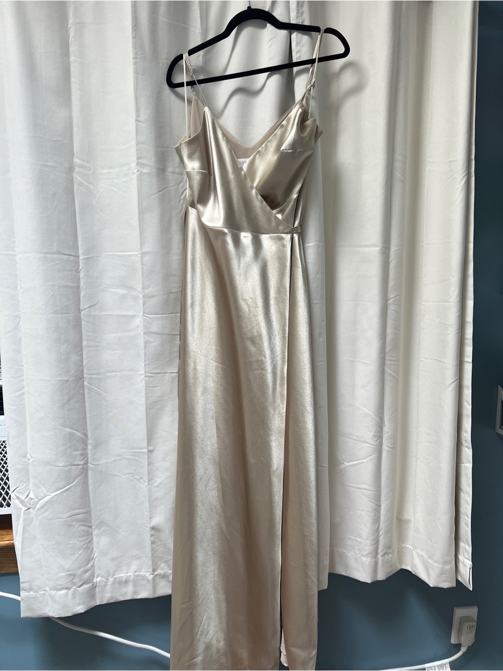 Birdy Grey Satin Slip Maxi Dress in Champagne